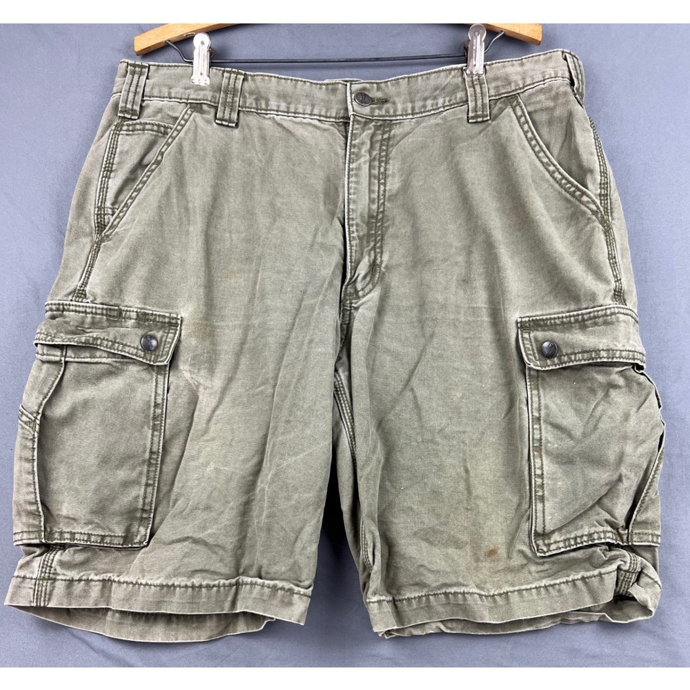 Carhartt Cargo Shorts Mens 38 Relaxed Fit Olive Green Cotton Canvas Work Fair